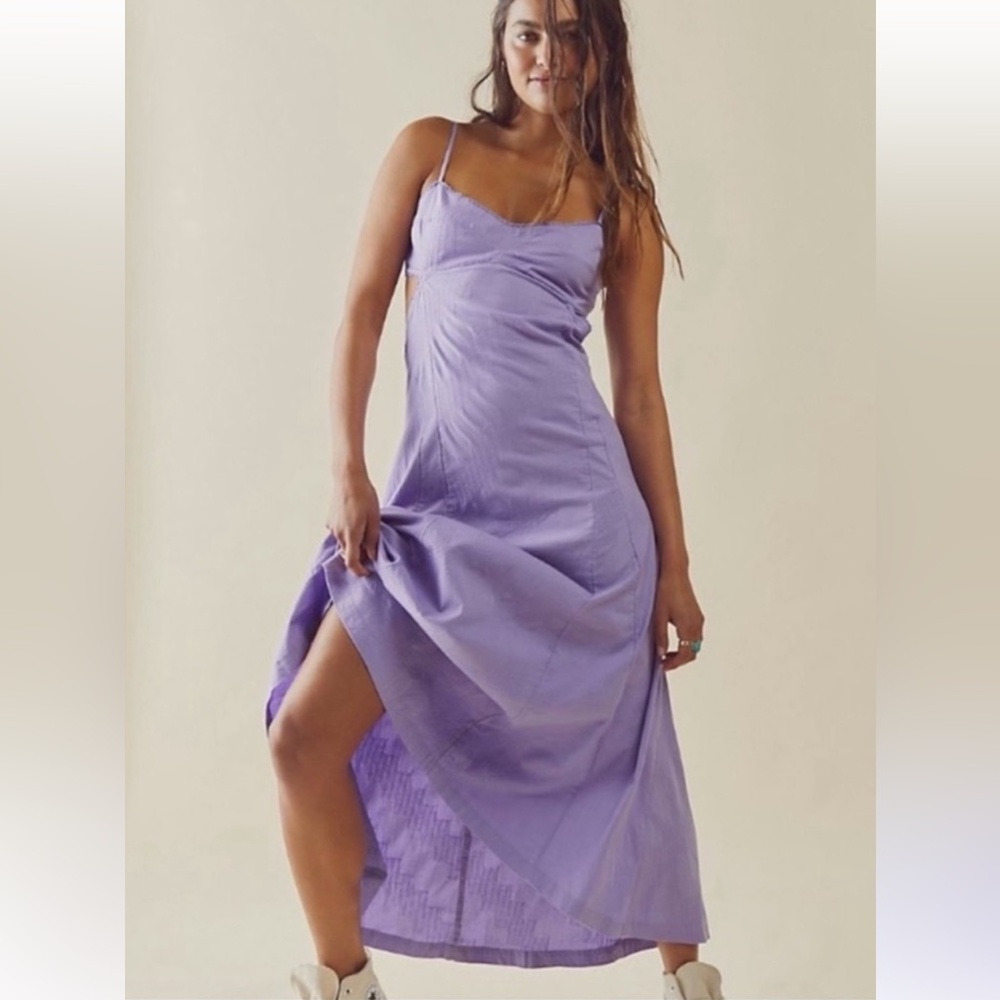 Inma Lavender Slip Midi Dress with Spaghetti Straps